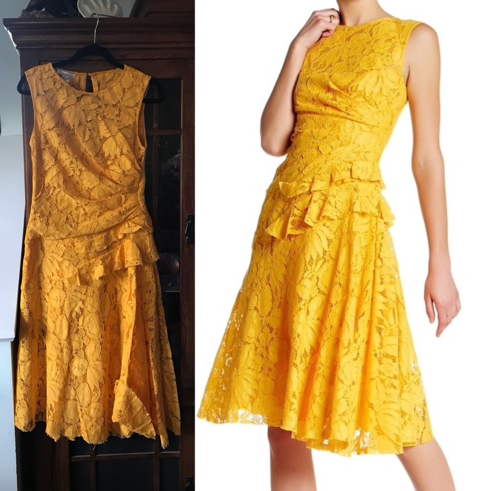 Oscar de la renta saffron dress retail $3,490
